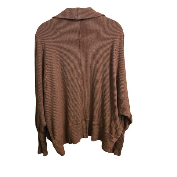 Anthropologie Maeve Ingrid Cocoon Cardigan Cedar Tan Ribbed Open Front Size M - Picture 3 of 10